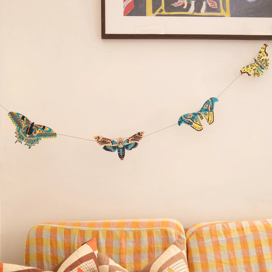 garland - recycled cotton paper - moths by east end press