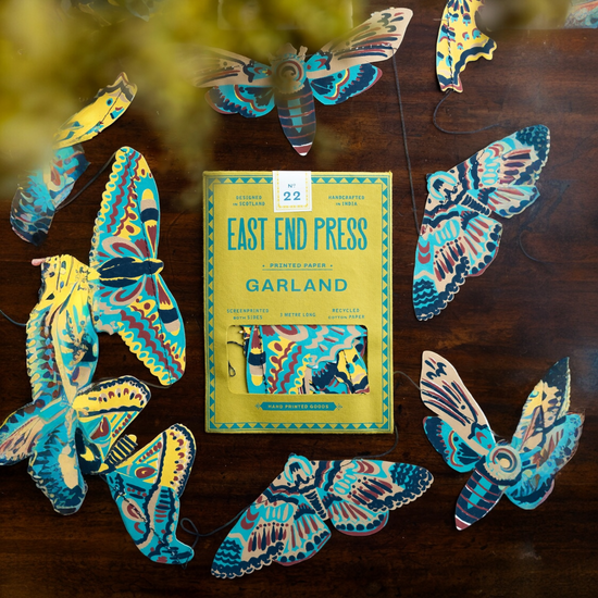 garland - recycled cotton paper - moths by east end press