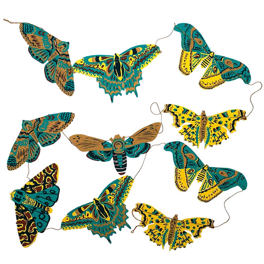 garland - recycled cotton paper - moths by east end press