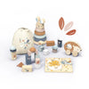 toy box - buildings blocks + stacking rabbit + chick puzzle + pull-along hedgehog by speedy monkey