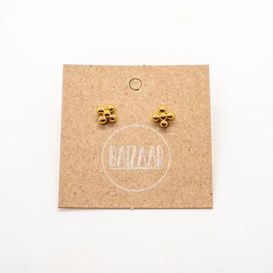 Earring Set | Dot Flower Stud | Gold