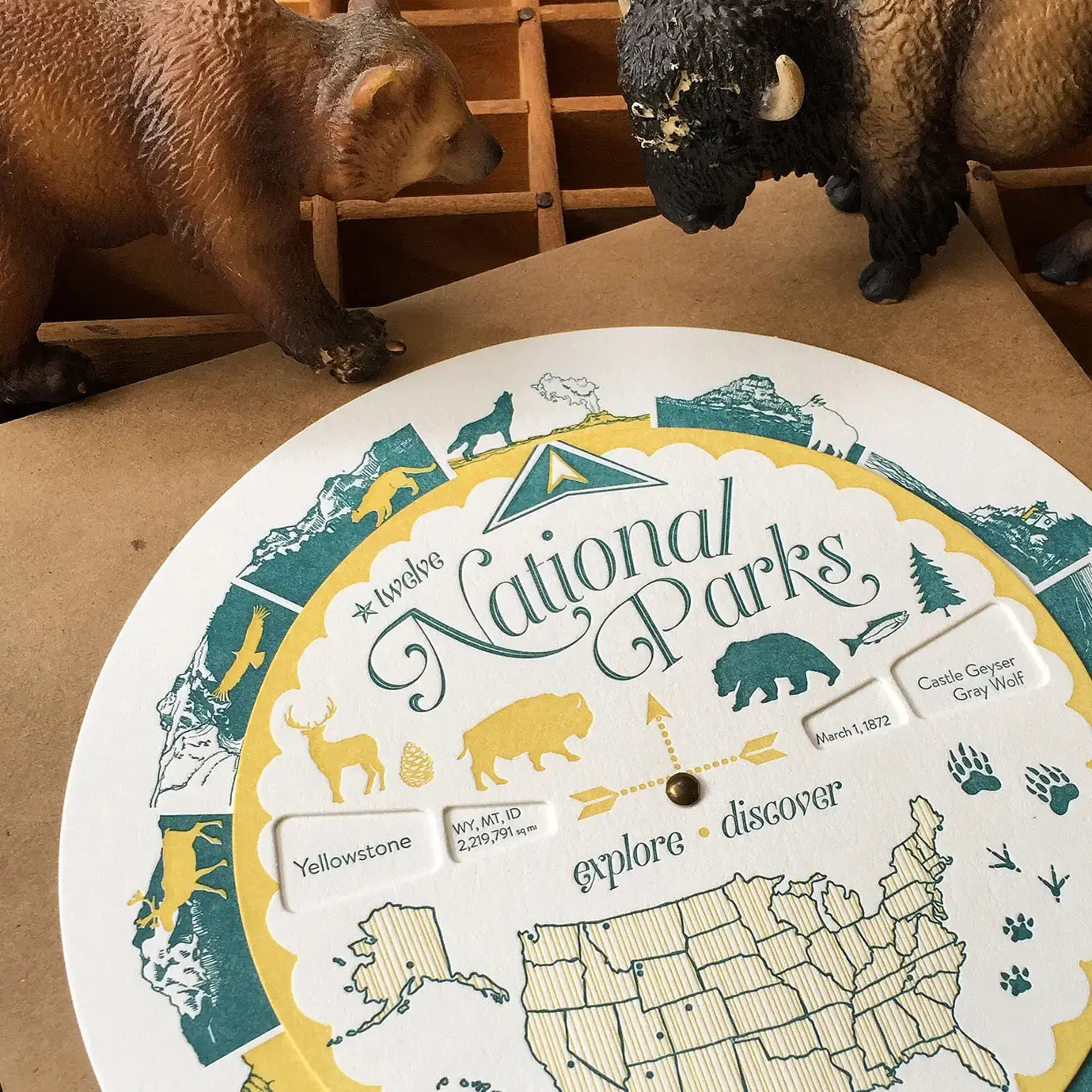 spinner card - national parks by blackbird letterpress
