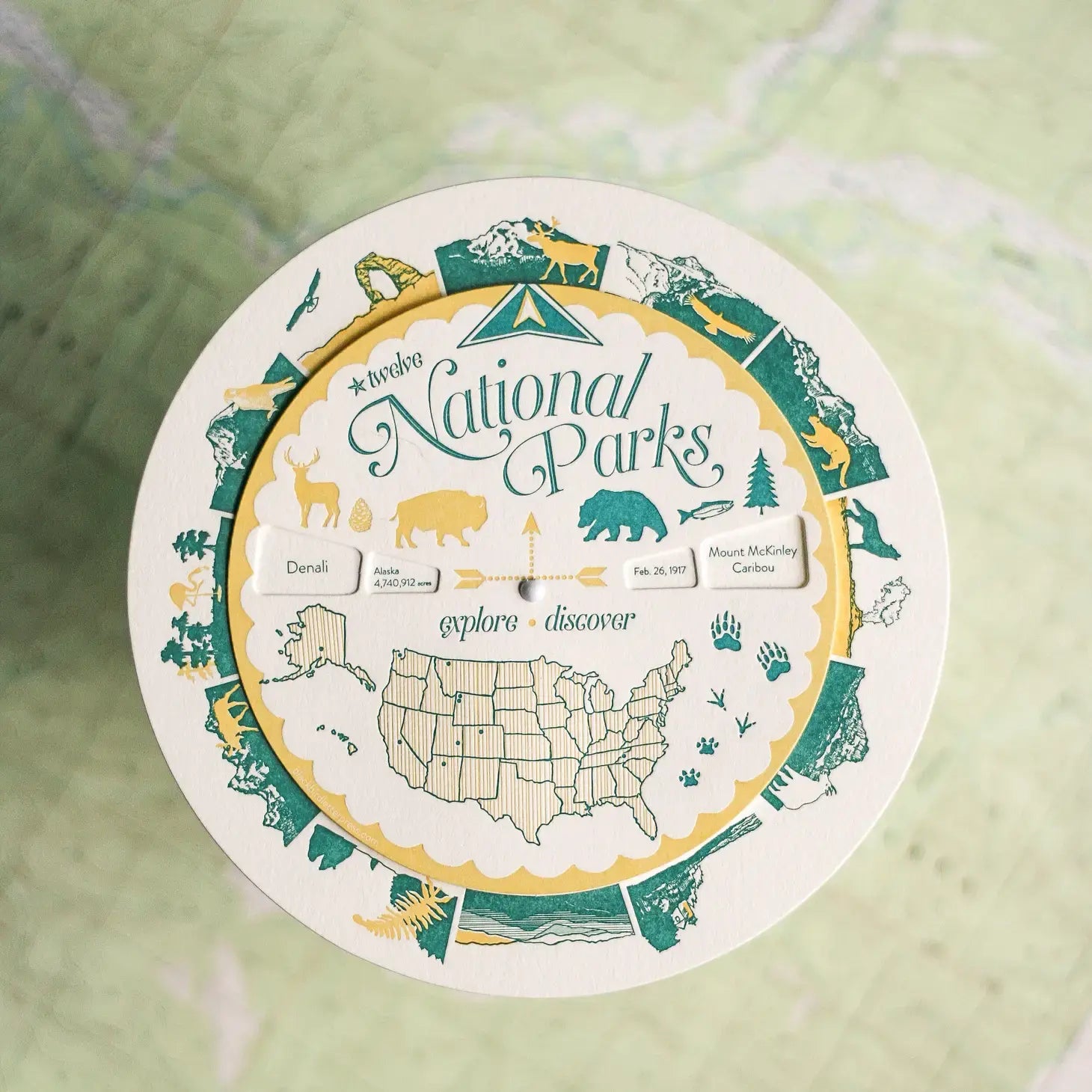 spinner card - national parks by blackbird letterpress