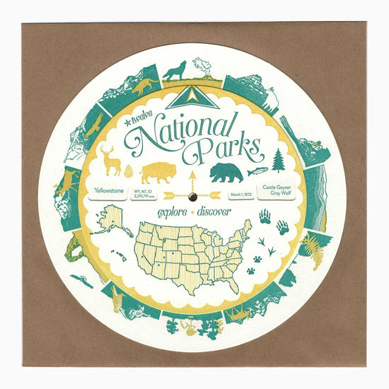 spinner card - national parks by blackbird letterpress