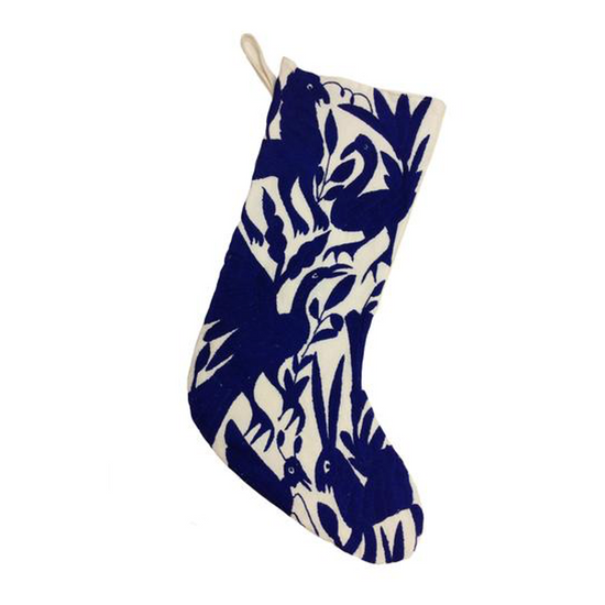 stocking - embroidered otomi - royal blue by nativa