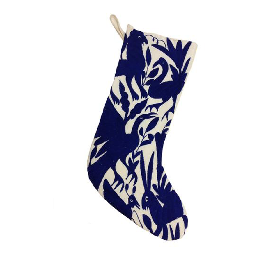 stocking - embroidered otomi - royal blue by nativa