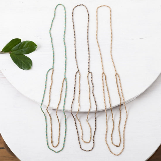 necklace - brass + beaded double loop by baizaar