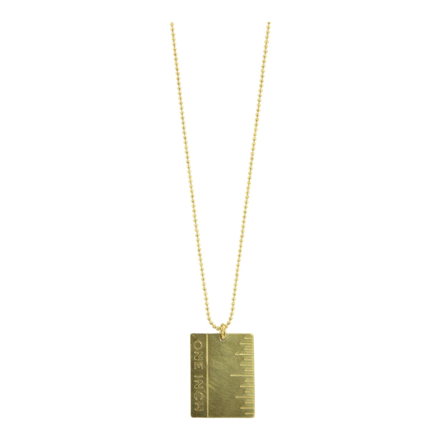 necklace - brass plaque - "one inch" by brass sand
