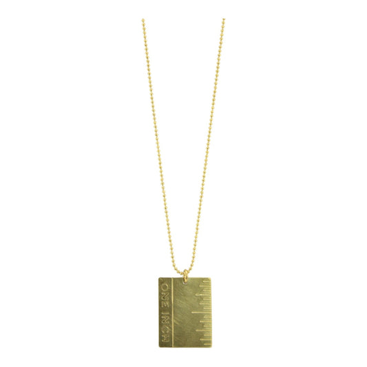 necklace - brass plaque - "one inch" by brass sand