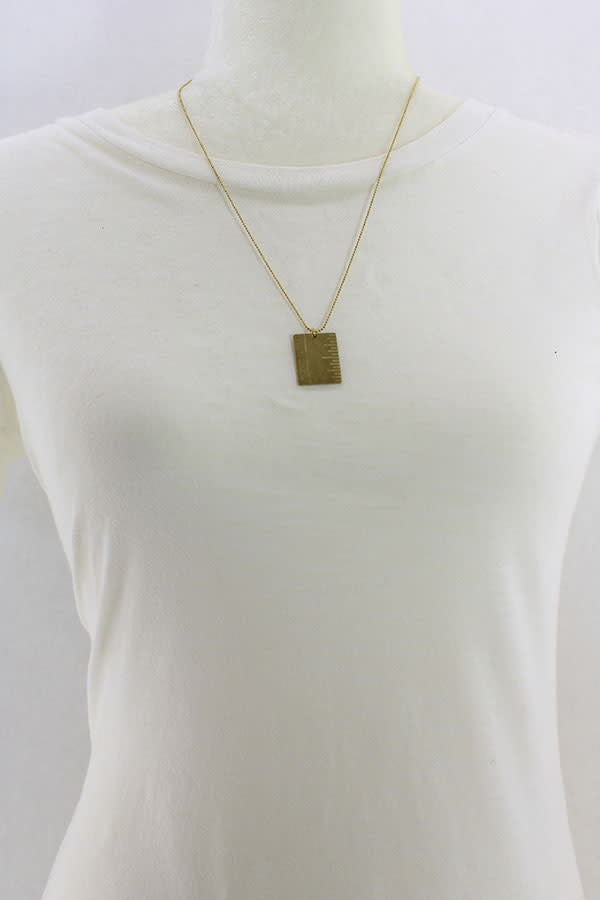necklace - brass plaque - "one inch" by brass sand
