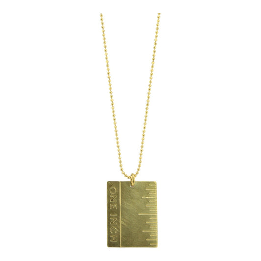 necklace - brass plaque - "one inch" by brass sand