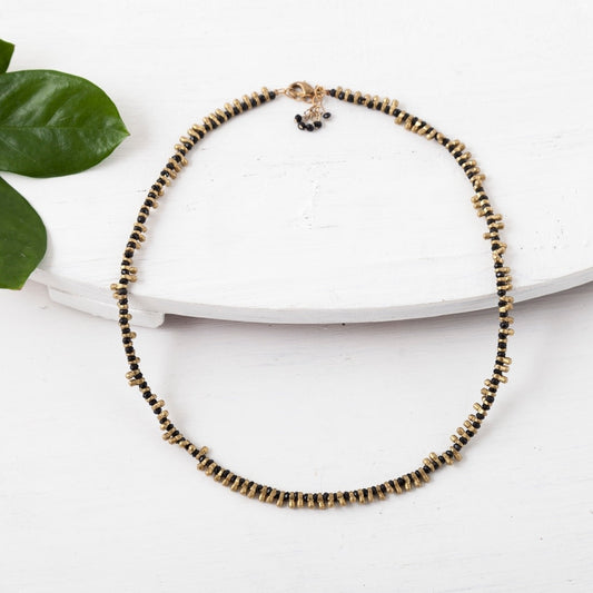 necklace - choker brass + beaded color pop by baizaar