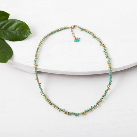 necklace - choker brass + beaded color pop by baizaar