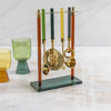 bar tool set - niko - jewel-toned glass by be home
