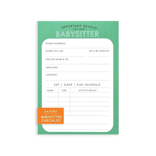 notepad - babysitter checklist by sea urchin studio