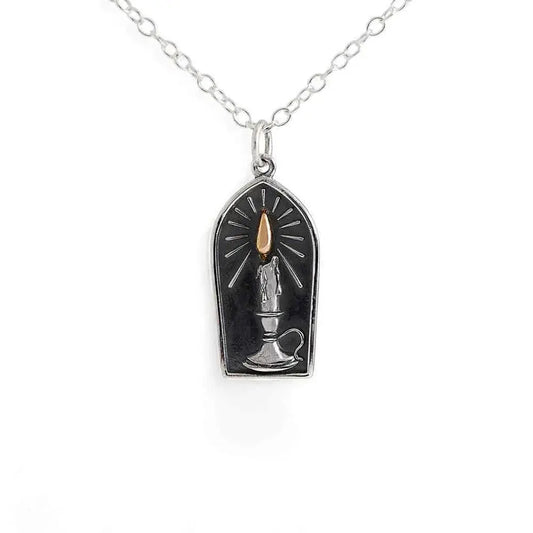 necklace - sterling candle - bronze flame - 18" by nina designs
