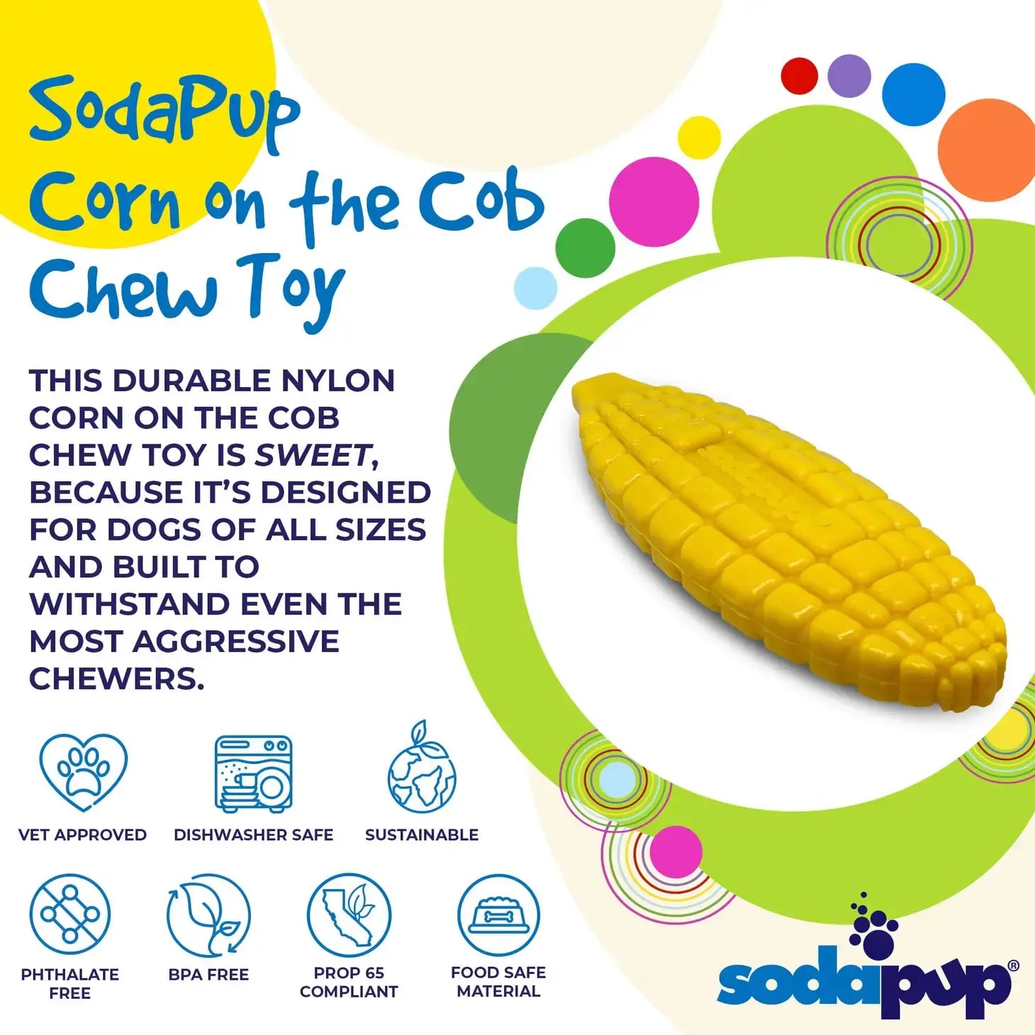 dog toy - nylon corn on the cob - med/lg by sodapup