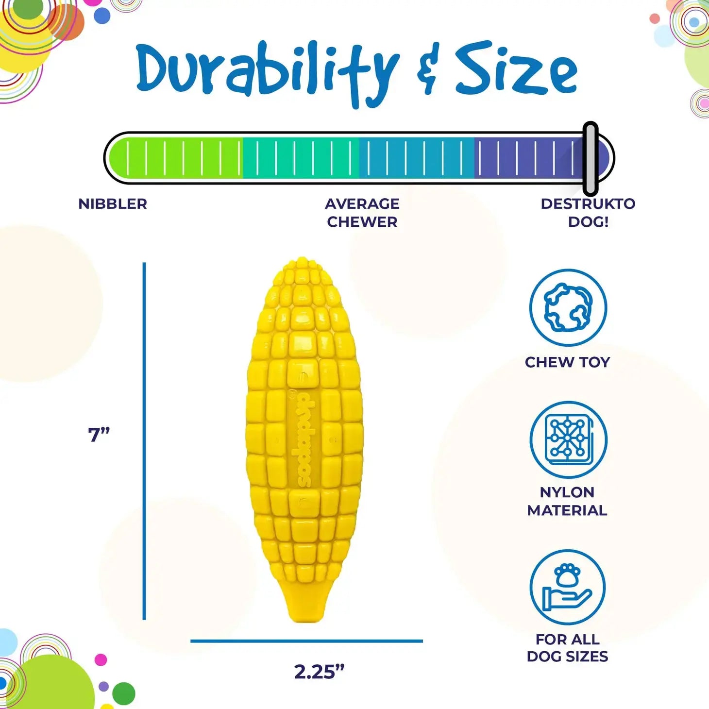 dog toy - nylon corn on the cob - med/lg by sodapup
