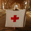 Blanket | Eco Throw | Swiss Cross + Stripes | Flax/Black/Cherry