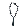 garland - oak wood beads + cotton tassel - black by creative co-op