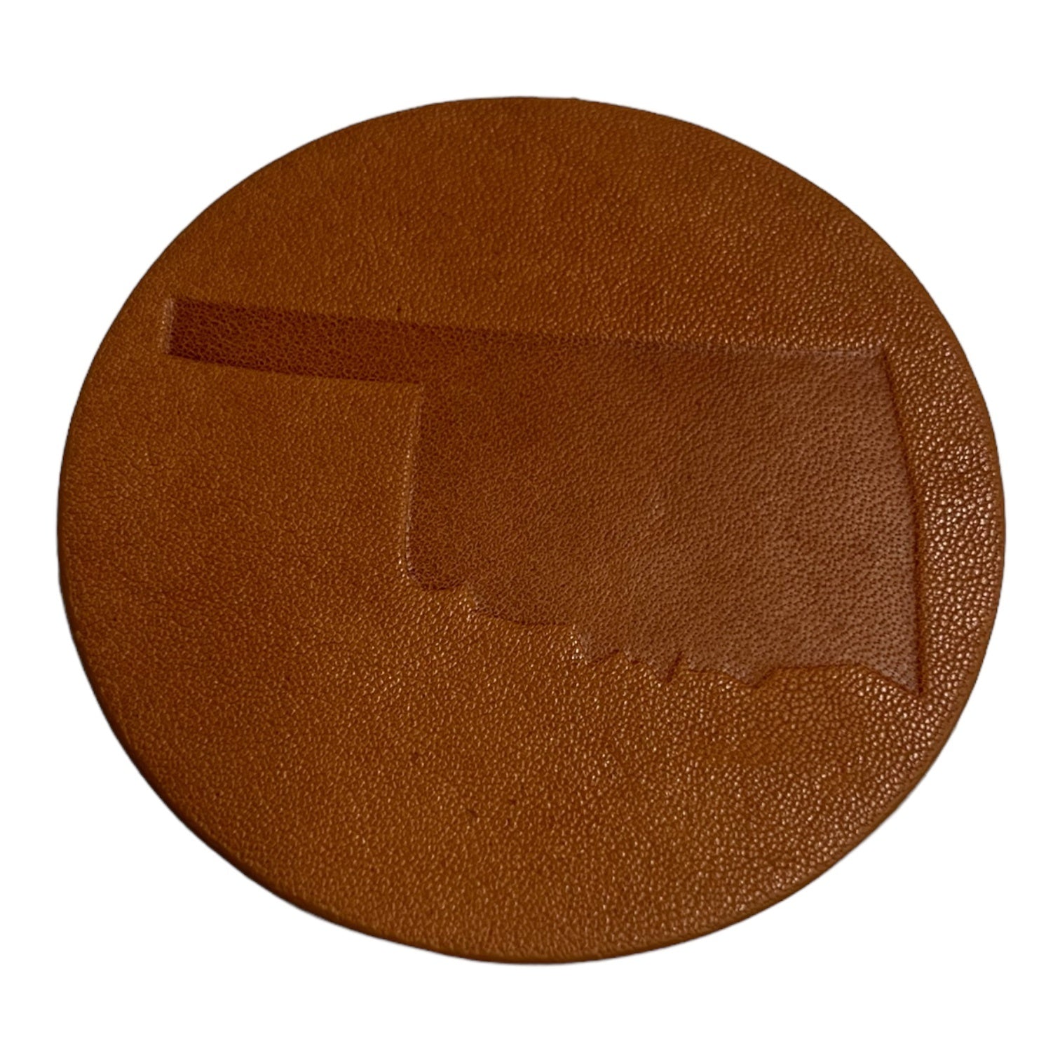 leather coaster - oklahoma state outline by jimmyrockit