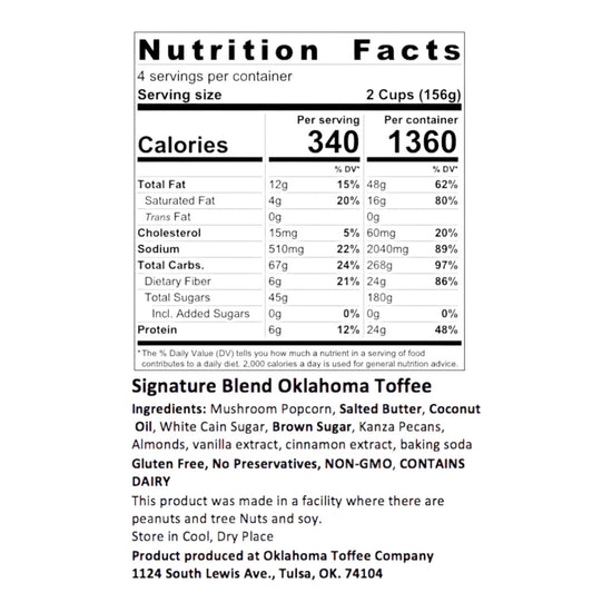 snack - toffee popcorn - signature blend by oklahoma toffee company