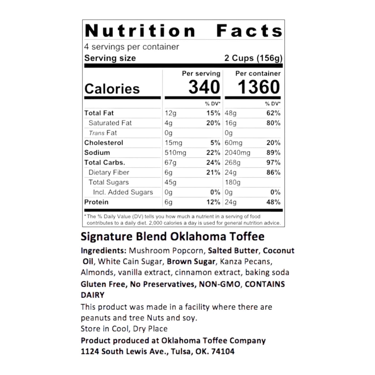 snack - toffee popcorn - signature blend by oklahoma toffee company