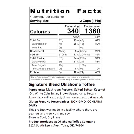 snack - toffee popcorn - signature blend by oklahoma toffee company