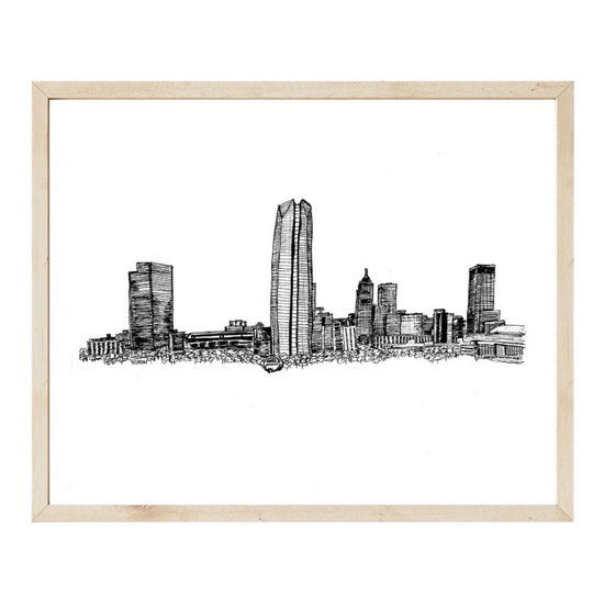 print - oklahoma city skyline illustration by scissortail prints co.