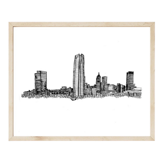 print - oklahoma city skyline illustration by scissortail prints co.
