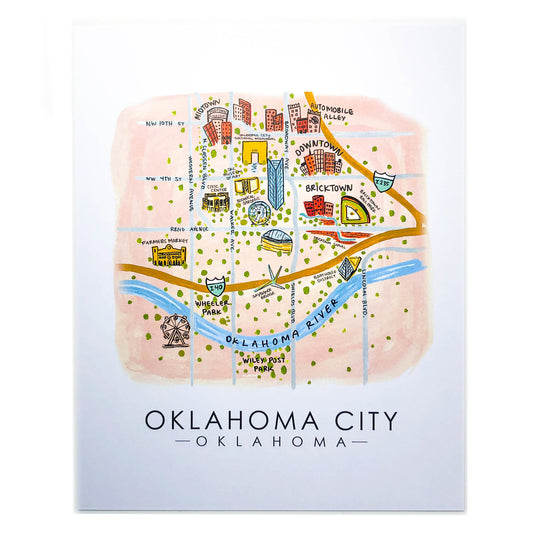 art print - ok map - okc by paper berries (formerly sugar mint)