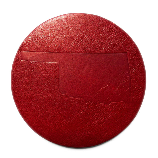 leather coaster - oklahoma state outline by jimmyrockit