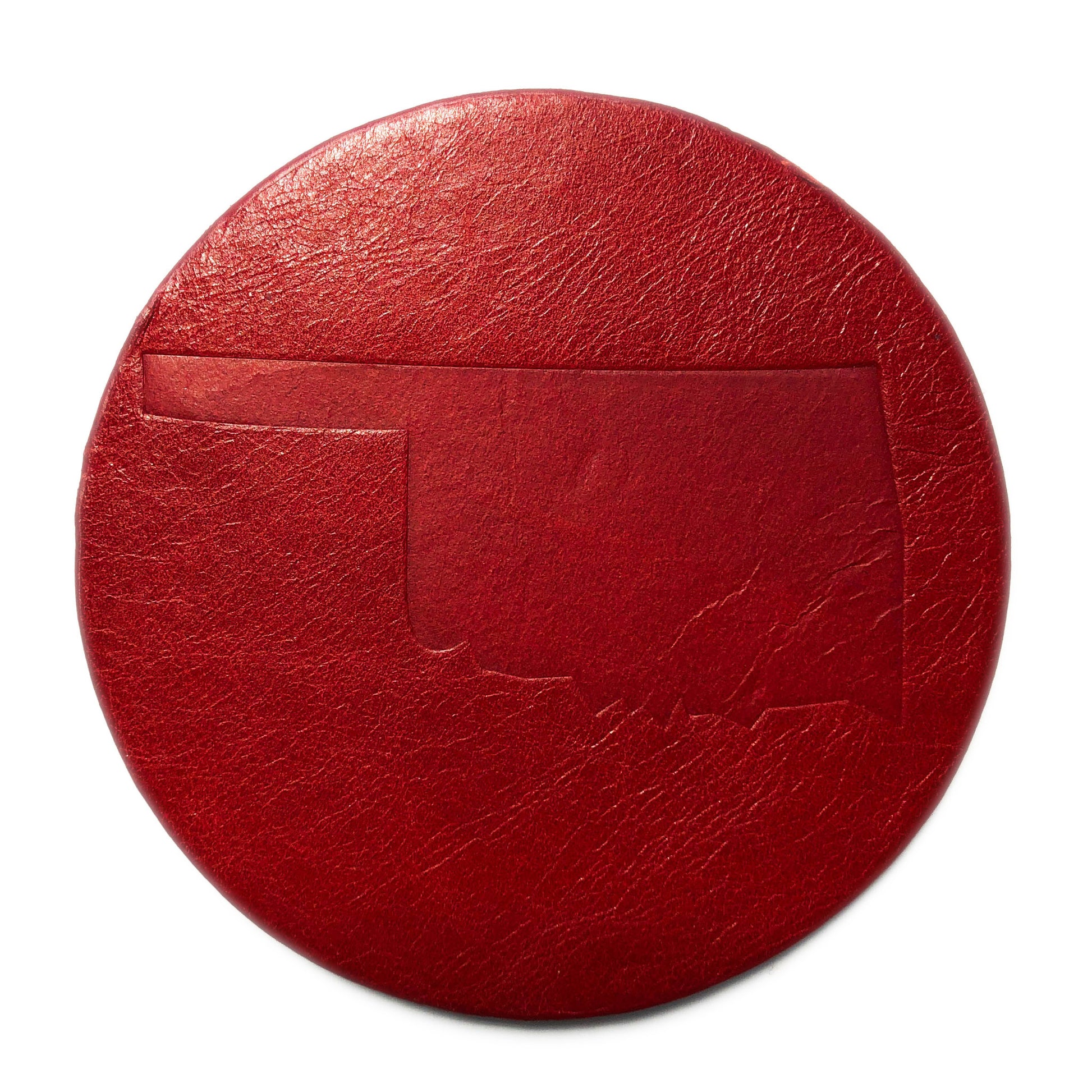 leather coaster - oklahoma state outline by jimmyrockit