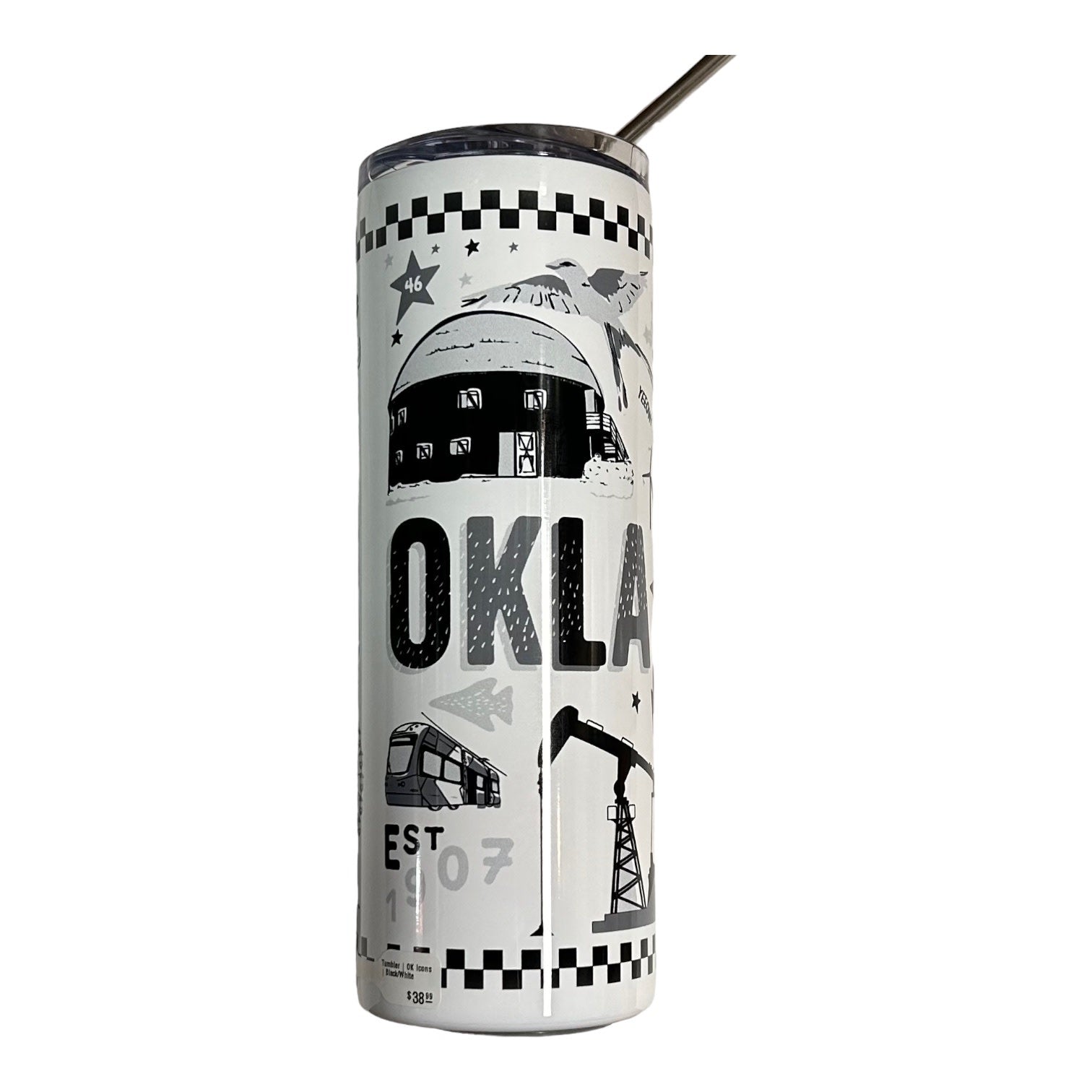 tumbler - okla icons - black/white by american brand studio