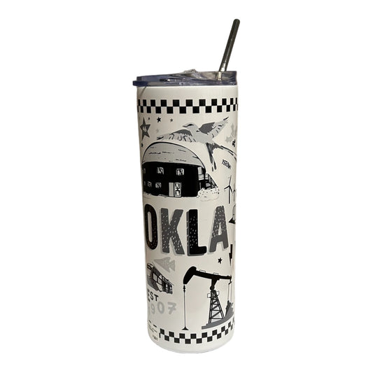 tumbler - okla icons - black/white by american brand studio
