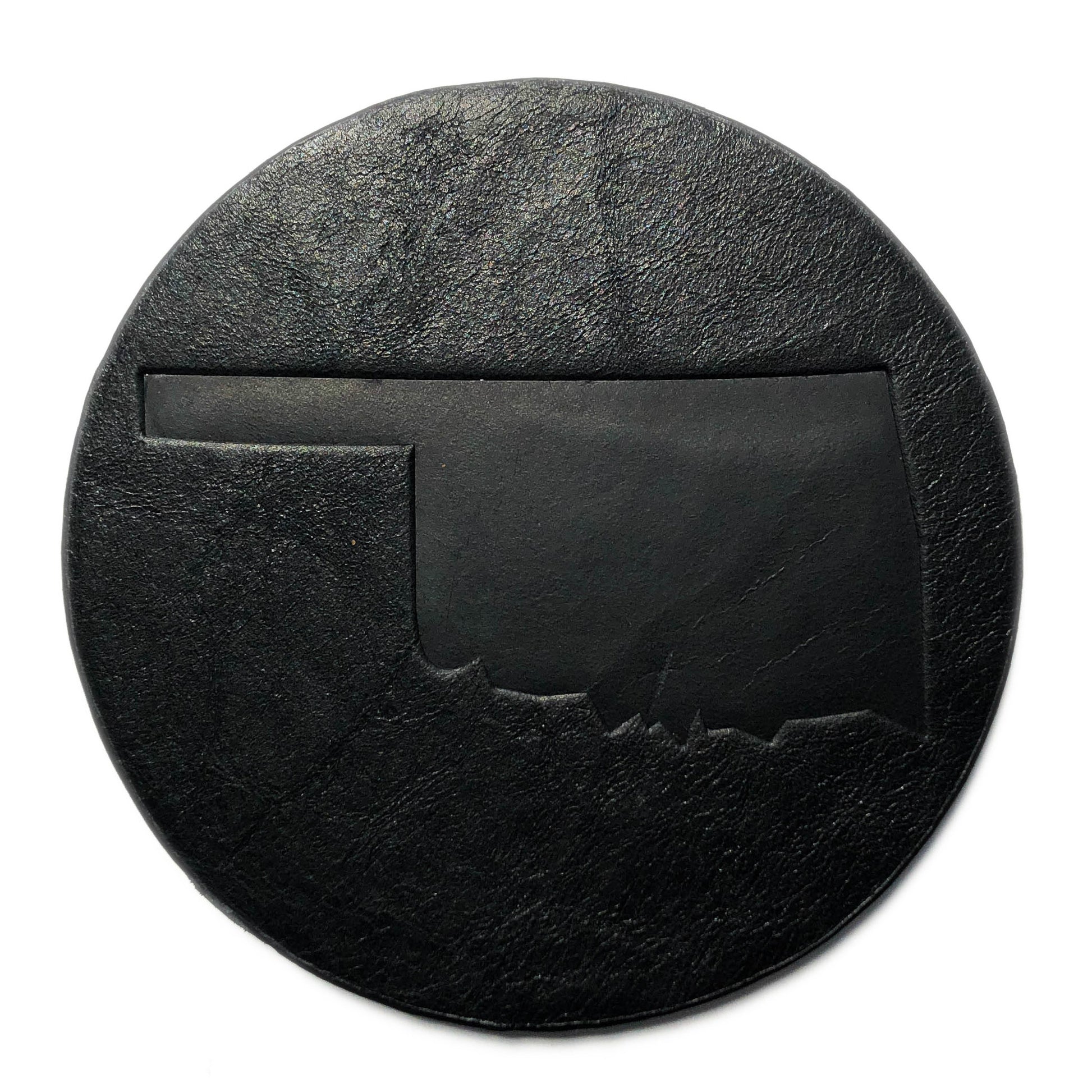 leather coaster - oklahoma state outline by jimmyrockit