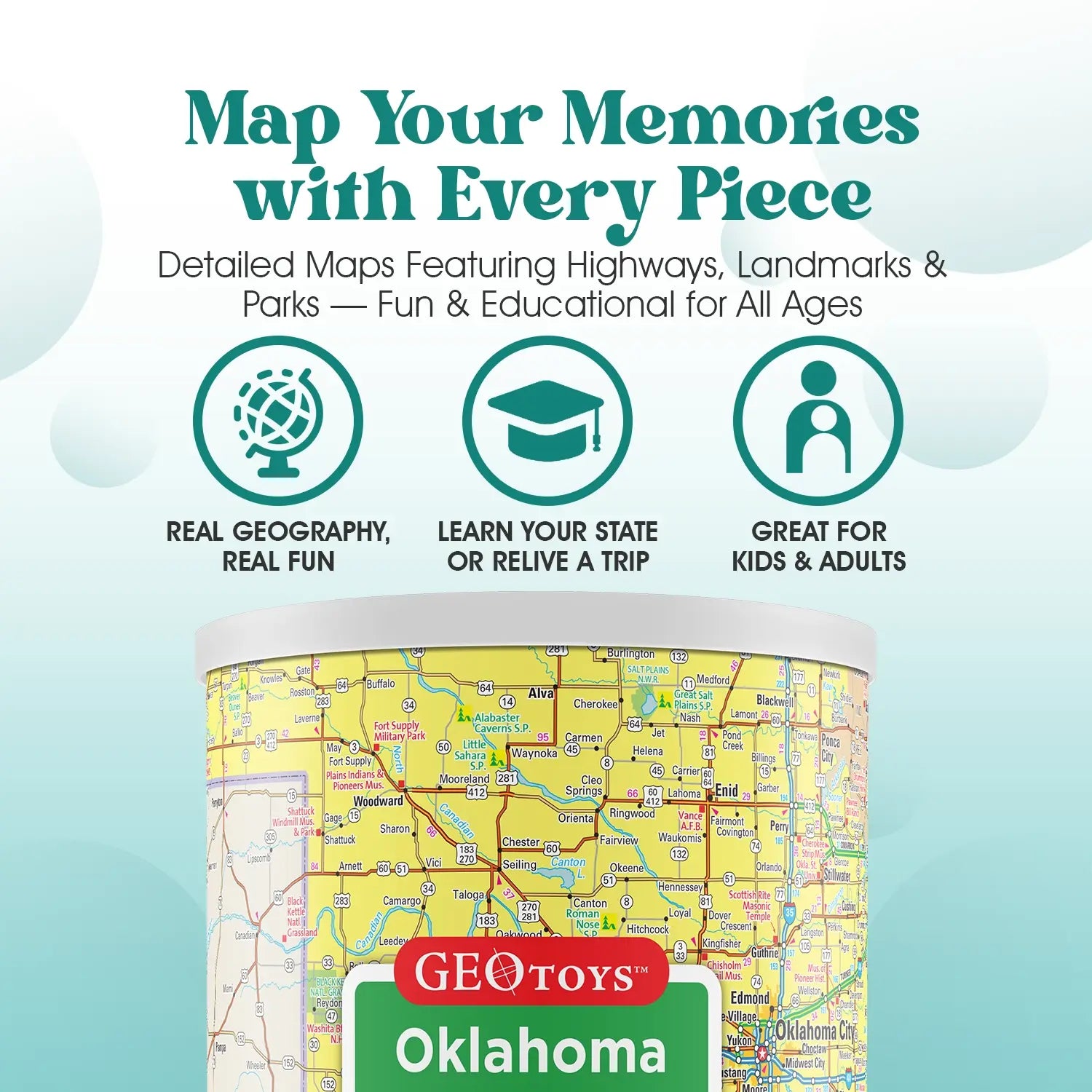 puzzle - 70-piece mini - oklahoma by geotoys