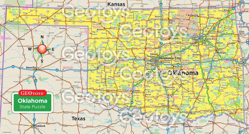puzzle - 70-piece mini - oklahoma by geotoys