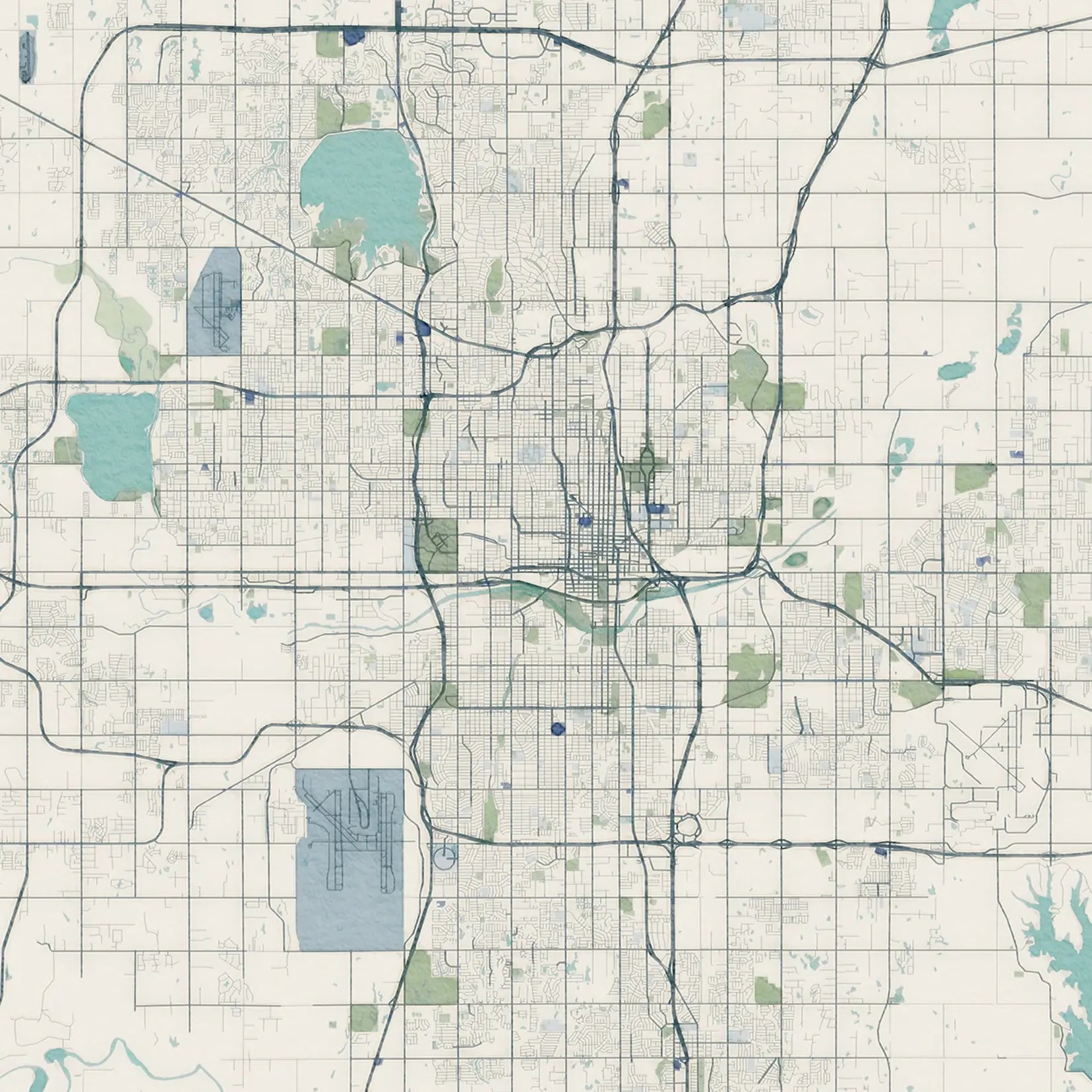 print - oklahoma city map by sparks house co.