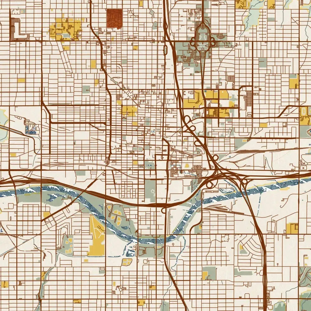 map print - 12x18 woodblock - oklahoma city by jace.design