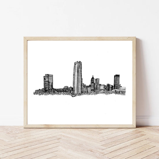 print - oklahoma city skyline illustration by scissortail prints co.