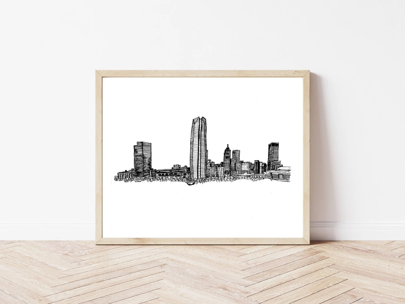print - oklahoma city skyline illustration by scissortail prints co.