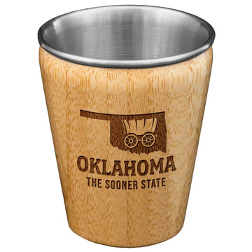 shot glass - oklahoma engraved - bamboo + stainless steel by totally bamboo