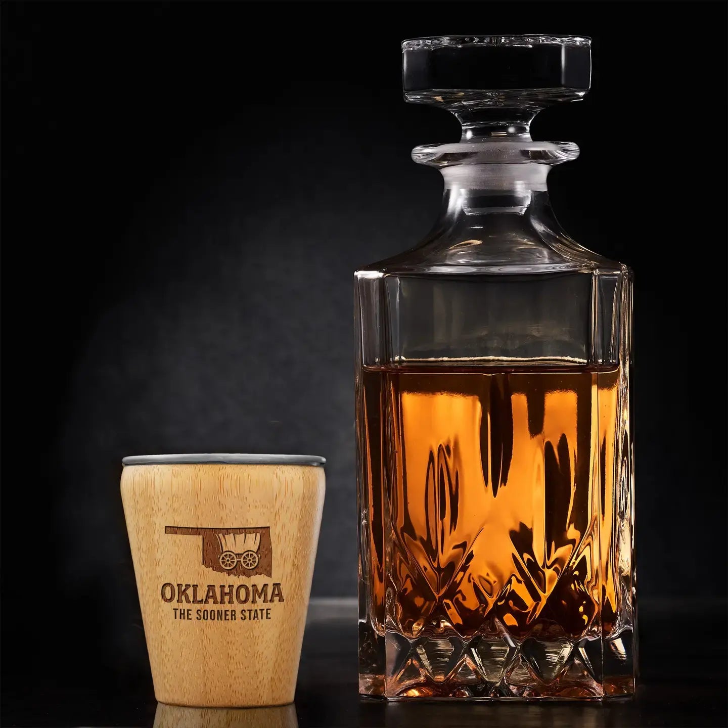 shot glass - oklahoma engraved - bamboo + stainless steel by totally bamboo