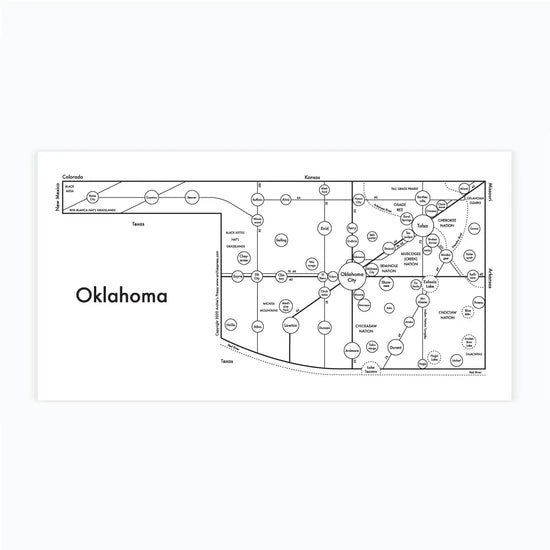 art print - letterpress - 6" x 12" - oklahoma map by archie's press
