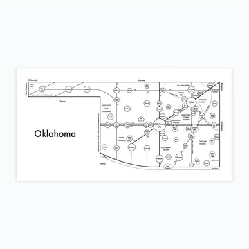 art print - letterpress - 6" x 12" - oklahoma map by archie's press