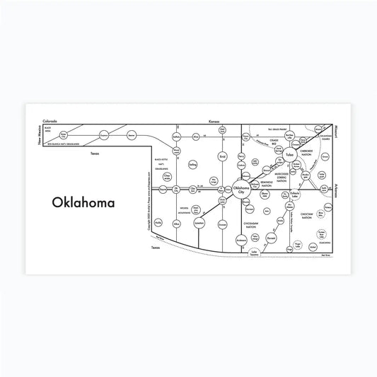art print - letterpress - 6" x 12" - oklahoma map by archie's press
