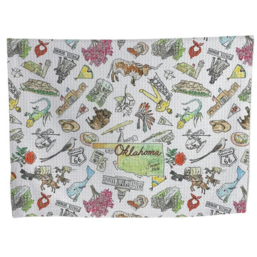 tea towel - microfiber waffle weave - oklahoma watercolor by wet-it!