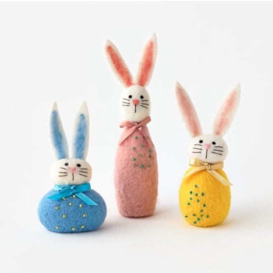 bunny - wool felt - beaded roly poly by one hundred 80 degrees