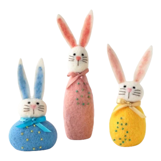 bunny - wool felt - beaded roly poly by one hundred 80 degrees